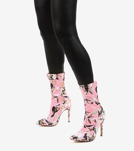 Růžové boty jehlové podpatky s ponožkou Santana