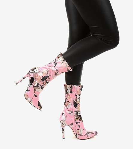 Růžové boty jehlové podpatky s ponožkou Santana